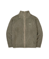 TWO TONE KNIT ZIP-UP