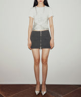 フロントポケットジップアップスカート / FRONT POCKET ZIP-UP SKIRT (CHARCOAL)