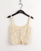 サリーボタンパンチングレイヤードニットノースリーブ / Sally button punching layered knit sleeveless