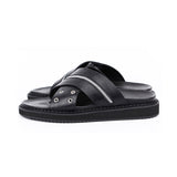 DAVID STONE ジッパー X リング レザー クロス サンダル / DAVID STONE ZIPPER X RING LEATHER CROSS SANDALS