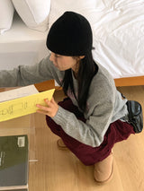ラフィボカシラブラウンドニット