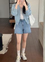Thin and Fit Cut Capri Slit Denim Pants (2color)