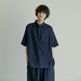ハーフヘンリーネックシャツ / unisex half henlyneck shirts navy