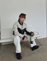 モーターカラーマッチングレザージャケット / motor color matching leather jacket