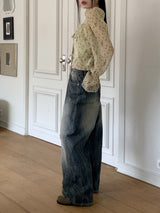 ビンテージウォッシングロングワイドデニムパンツ / O-too vintage washing long wide denim pants