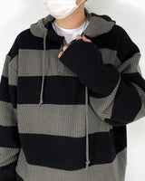 ストライプウォーマーフードニットウェア/Stripe Warmer Hood-Knitwear