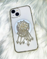 Falling white pearl phone-holder