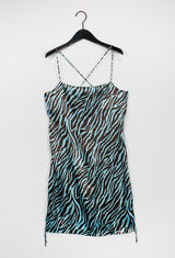 サテンゼブラシャーリングドレス/Satin Zebra Shirring Dress (2color)