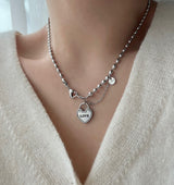 ラブハートロックボールドチェーンハンドメイドネックレス / jalo Love Heart Lock Bold Chain Handmade Necklace