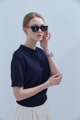 ミニマル カラー サマーニット Minimal Collar Summer Knit