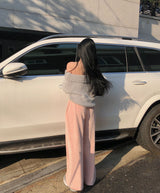 [BELLIDE MADE] Soft velvet velvet sweatshirt Wide pants