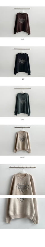 Good Heart Day Embroidered Round Knitwear