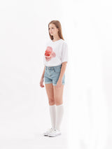 フラワープリントワイド半袖Tシャツ / flower print wide short sleeve t-shirt (4470383673462)