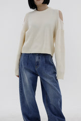 no.535 ピンタックミディアムデニムパンツ/no.535 Pintuck Medium Blue Denim Pants