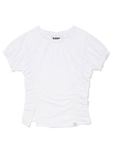 SHIRRING SLIM FIT T-SHIRT [WHITE]