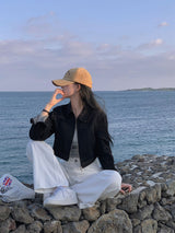 [Bellide made/2Size/Non-Fade] Slim Two-Way Denim Crop Jacket