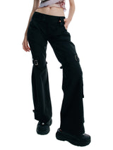 ローライズベルトパンツ / 0 8 low-rise belted pants - BLACK