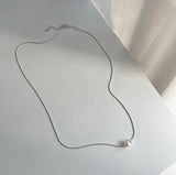 Silver 925 パールイノセントデイリーショートウェディングゲストネックレス/loo Silver 925 Pearl Innocent Daily Short Wedding Guest Necklace