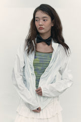 CHERRY STRING SHIRRING WINDBREAKER [WHITE]