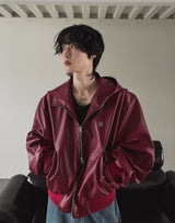【PREMIUM/MADE】ナットレザーラベルクロップフードジャンパー
