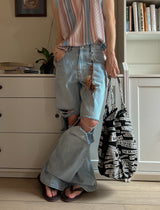 ソルトワイドデニムパンツ / Salt mufa wide denim pants (2 color)