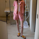 フラワーテリーハーフパンツ / FLOWER TERRY HALF PANTS_PINK