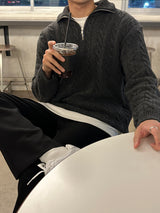 LMN プレミアムツイストセミジップアップニットウェア / LMN Premium Twisted Semi-Zipup Knitwear (7 color)