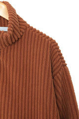 fur ribbed zip-up jacket