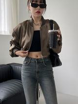 サテン クロップ アビエーション ジャンパー / Satin Crop Aviation Jumper (2color)