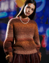 グラデーションクロップセーター/GRADATION CROP SWEATER BROWN ORANGE