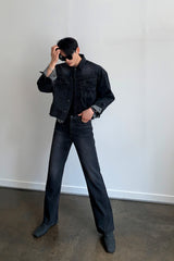 LOOKPINE LIN BLACK DENIM SET - JACKET (6690576924790)