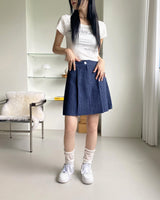ネームレタリングプリントクロップショートスリーブTシャツ
