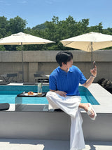 ケーブル３ボタンカラーニット