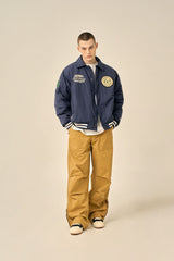 OVER PATCH PADDED BLOUSON - BLUE