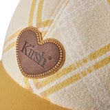 COLORING CHECK PATTERN FLEECE BALL CAP [MUSTARD]