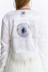 イェティホワイトリバーシブルフォーファーボレロ / Yeti white reversible faux fur bolero