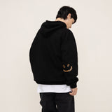 [UNISEX] Elbow Leopard Drawing Smile White Clip Hoodie (6674888425590)