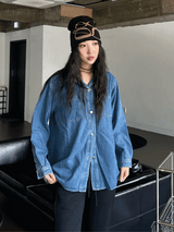 Bold denim loose fit shirt