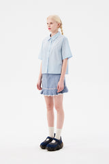 モノチェリークロップショートスリーブシャツ / MONO CHERRY CROP SHORT SLEEVE SHIRT [SKY]
