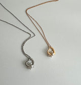 ハートパールコンビネーションピュアシンプルネックレス / hu Heart pearl combination pure simple necklace (2 color)
