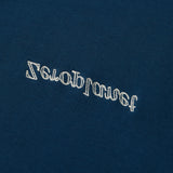 Lettering Knit Contrast Hoodie [VINTAGE BLUE] (6618799374454)
