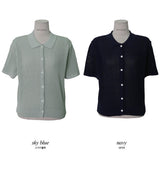 Dry Touch Collar Short Sleeve Knit Cardigan (4color)