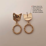 メルビーザキャットシリーズ - アンティークキャットノブピアス / Melbie The Cat Series - Antique Cat Knobs Piercing (Gold ver.)
