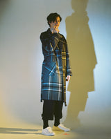 OVERSIZE WOOL CHECK ROBE COAT (Charcoal) / オーバーサイズウールチェックローブコート