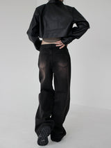 ブラウンウォッシュドデニムトラウザーズ / Brown washed denim trousers