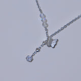 Butterfly Holographic Gemstone Heart Necklace