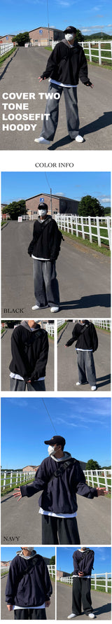 カバーツートンルーズフィットフーディ―/COVER TWO TONE LOOSEFIT HOODY