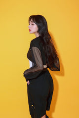 ミッションシースルークロップTシャツ/TOP(8193) motion see-through crop Tee