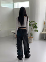 ティシャボカシコルセットトングクロップド長袖Tシャツ / Tisha Bokasi Corset Thong Cropped Long Sleeve T-Shirt