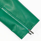 SINGLE LEATHER JACKET GREEN